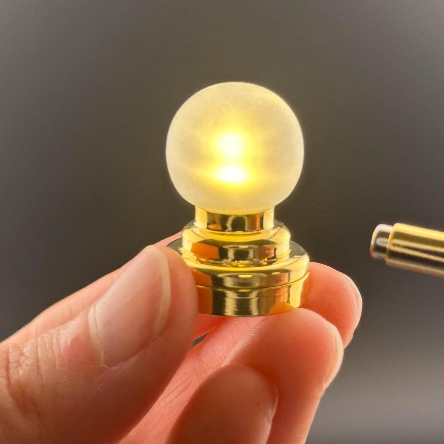 Miniature brass ceiling lamp Touchless operation with Wand frosted globe shade LED  light 1:12 scale for dollhouse No-touch No-Switch