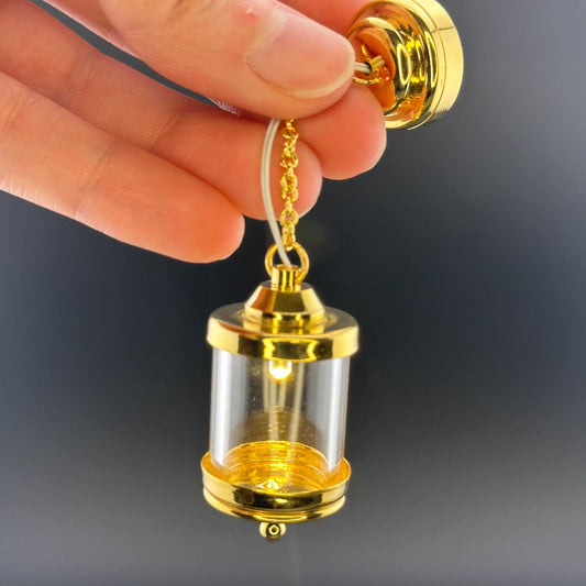 Miniature brass ceiling lamp Touchless operation with wand birdcage LED  light 1:12 scale for dollhouse No-touch No-Switch