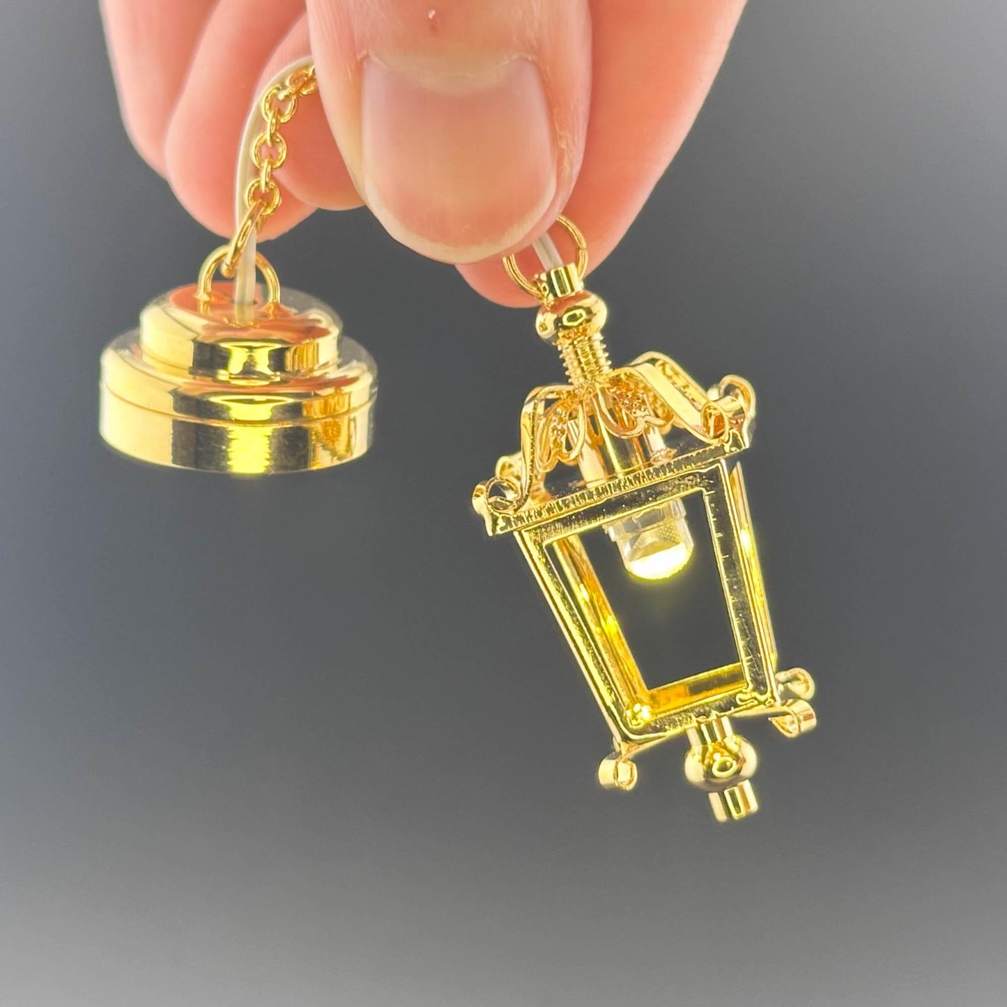 Miniature brass ceiling carriage lamp Touchless operation with wand  metal LED  light 1:12 scale for dollhouse No-touch No-Switch