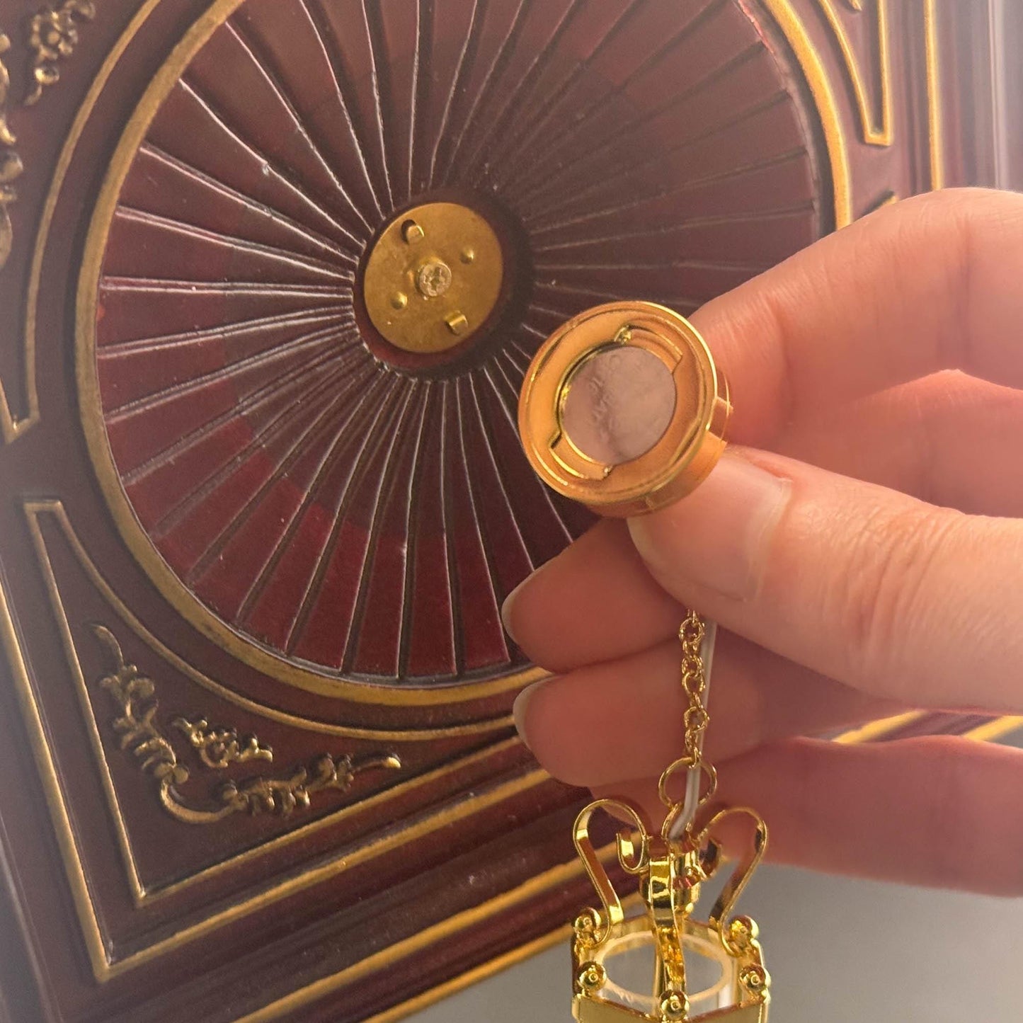 Miniature brass ceiling lamp Touchless operation with wand Hexagon carriage metal LED  light 1:12 scale for dollhouse No-touch No-Switch