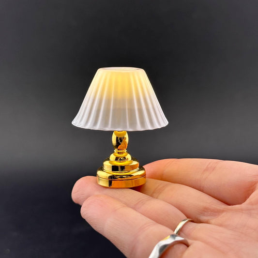 Brass table Lamp LED light super bright with on/off switch for 1:12 dollhouse miniature bedroom bedstand lamp