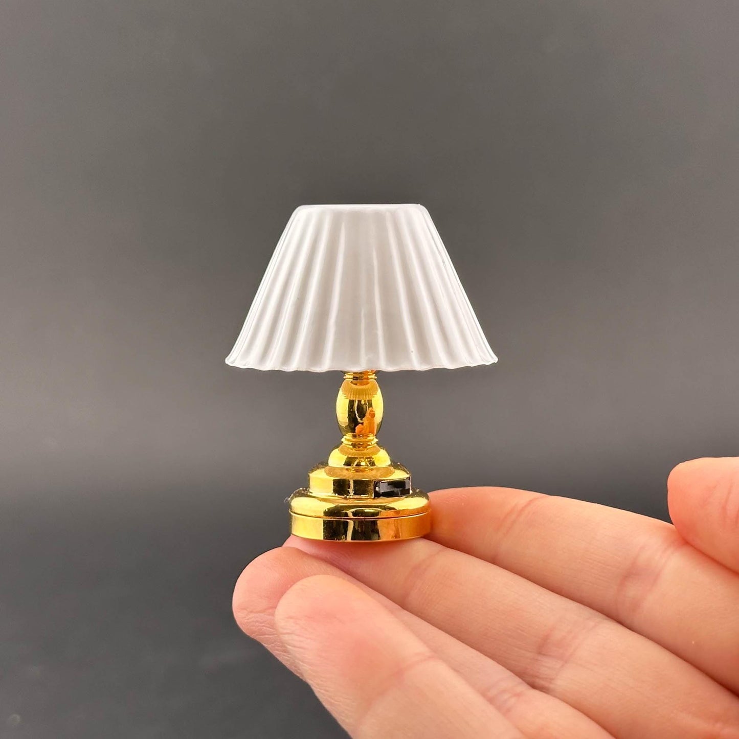 Brass table Lamp LED light super bright with on/off switch for 1:12 dollhouse miniature bedroom bedstand lamp