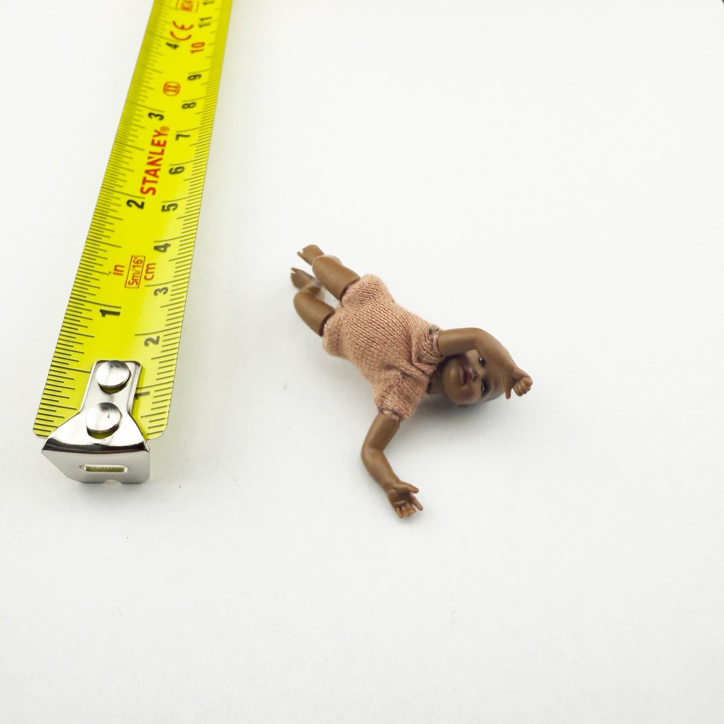 Rare 1:12 Scale Crawling Baby Doll – Dark Skin – Artisan Made by Heidi Ott, Switzerland new