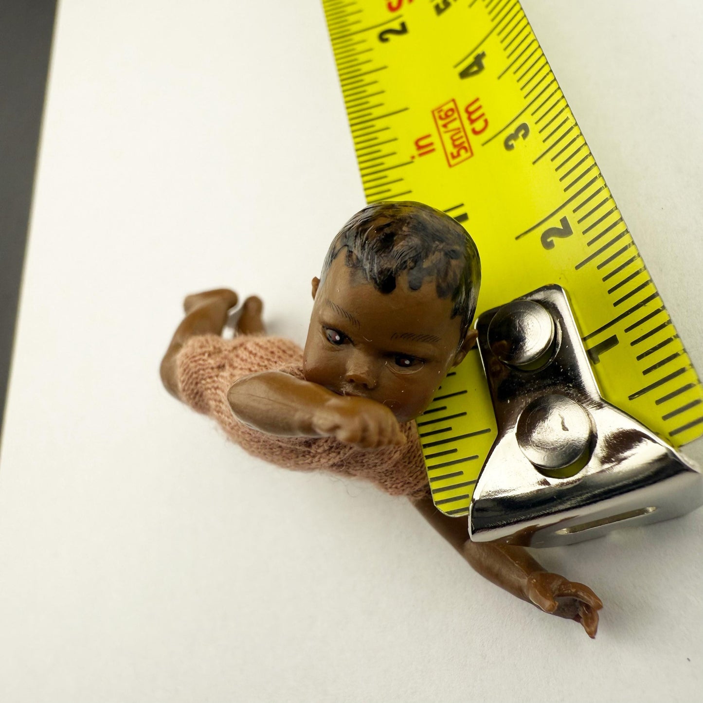 Rare 1:12 Scale Crawling Baby Doll – Dark Skin – Artisan Made by Heidi Ott, Switzerland new