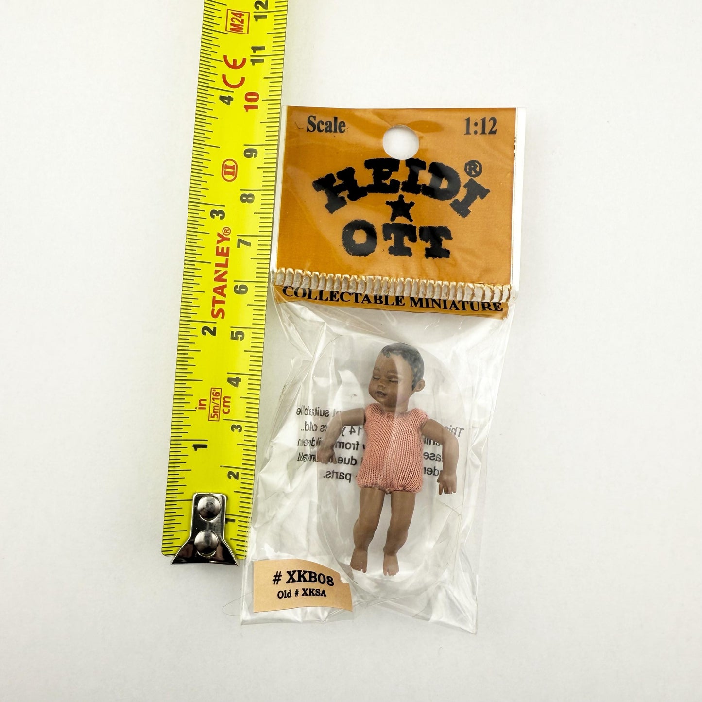 Rare 1:12 Scale Sleeping  Baby Doll – Dark Skin – Artisan Made by Heidi Ott, Switzerland new
