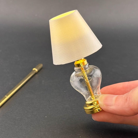 Miniature Touchless operation with Wand  1:12 table lamp LED for Dollhouse No-touch No-Switch Stick Clear glass table light