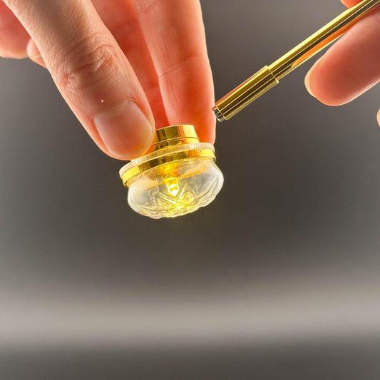 Miniature brass ceiling lamp Touchless operation with Wand clear shade LED  1:12 scale for dollhouse No-touch No-Switch
