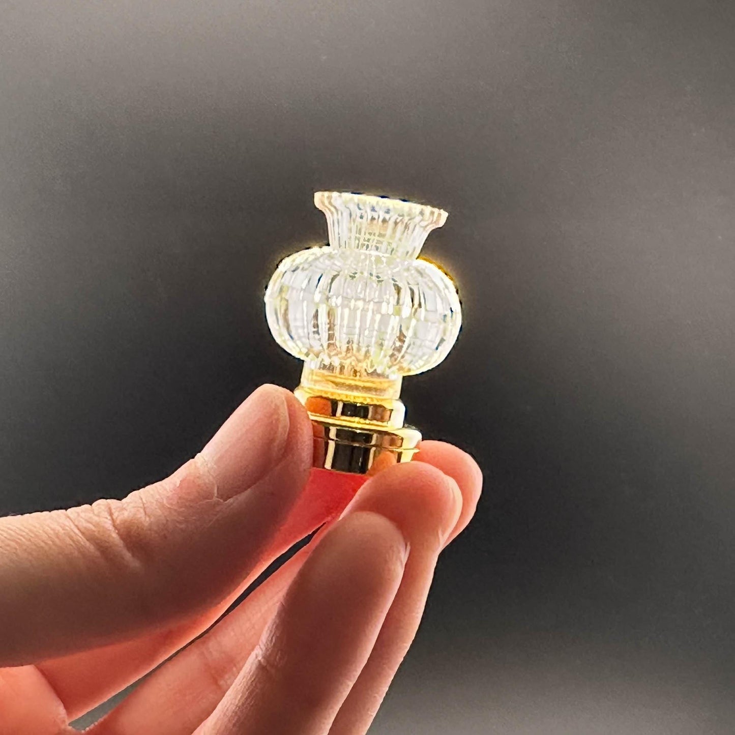 Miniature brass ceiling lamp Touchless operation with Wand fancy clear shade LED  light 1:12 scale for dollhouse No-touch No-Switch