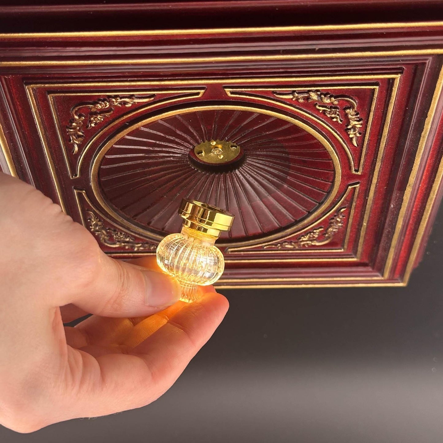 Miniature brass ceiling lamp Touchless operation with Wand fancy clear shade LED  light 1:12 scale for dollhouse No-touch No-Switch