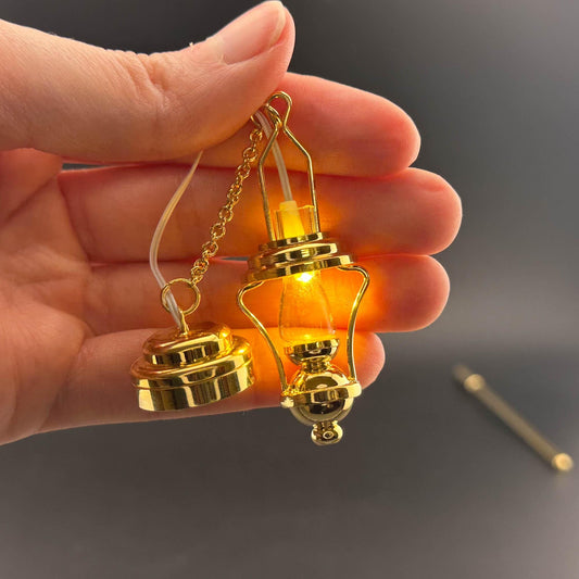 Miniature brass ceiling lamp Touchless operation with wand oil  clear hade LED  light 1:12 scale for dollhouse No-touch No-Switch