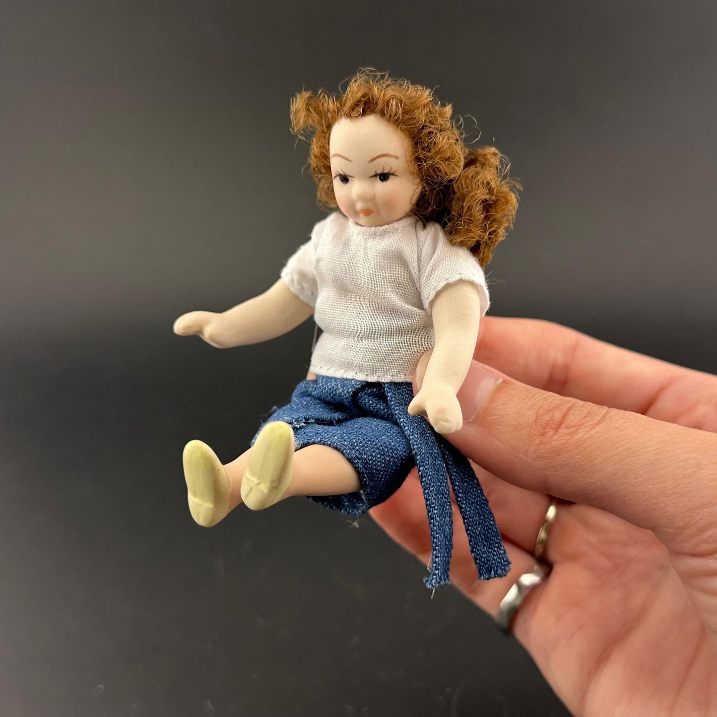 Miniature 4-Inch Porcelain Baby Doll with Movable Limbs & Head – 1:12 Dollhouse Scale