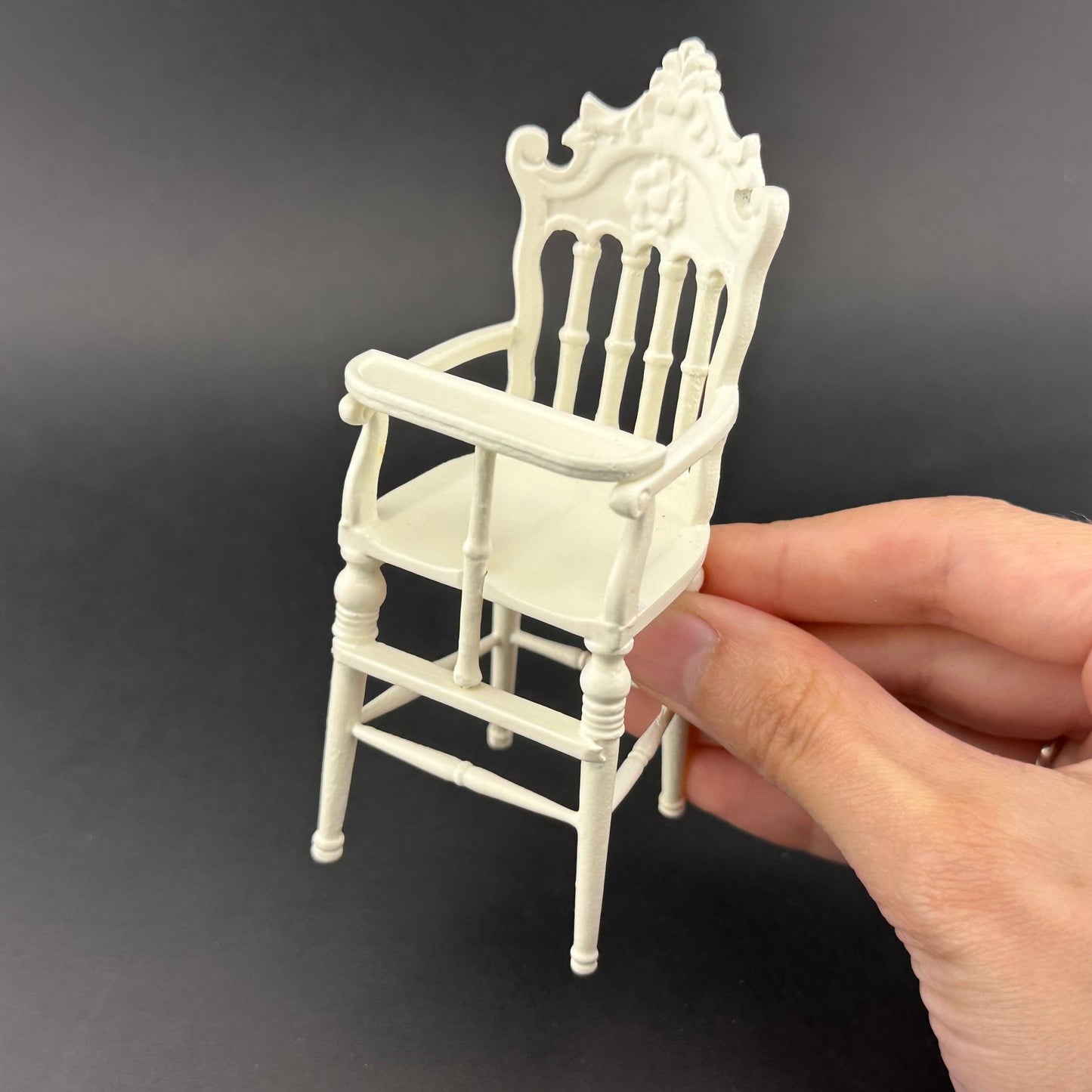 High chair white 1:12 quality dollhouse miniature wooden nursery room