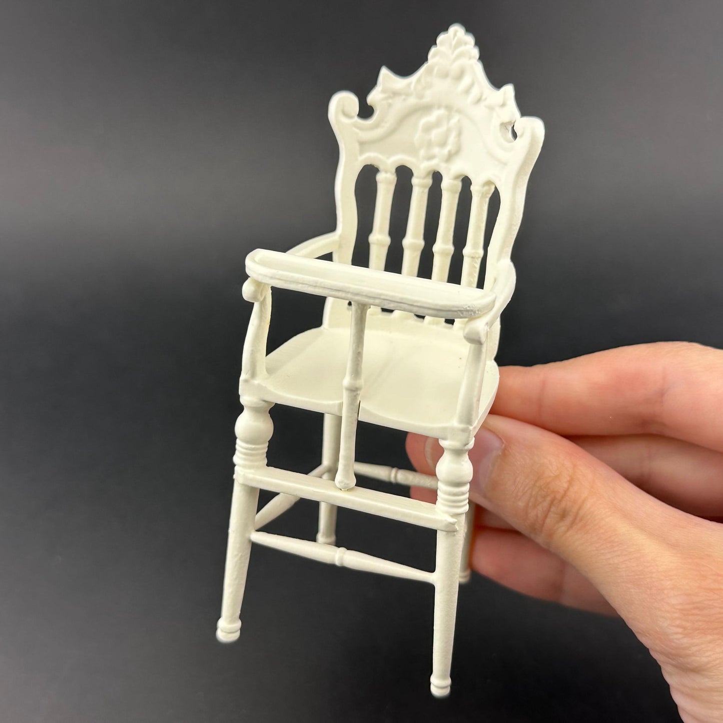 High chair white 1:12 quality dollhouse miniature wooden nursery room
