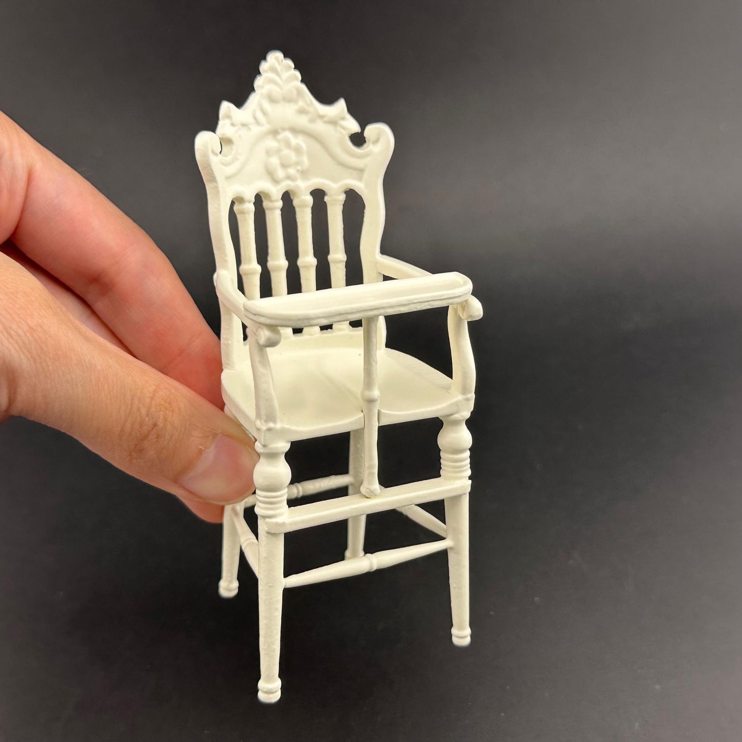 High chair white 1:12 quality dollhouse miniature wooden nursery room