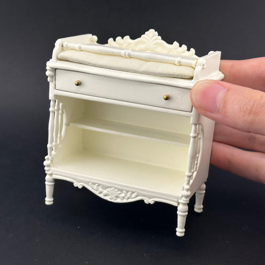 1:12 scale miniature changing table, white, quality dollhouse wooden nursery room