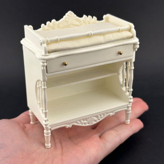 1:12 scale miniature changing table, white, quality dollhouse wooden nursery room