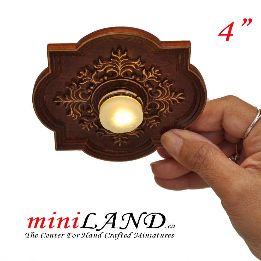 Small 4" Decorated Royal ceiling panel dollhouse miniature 1:12 ceiling medallion wood decoration