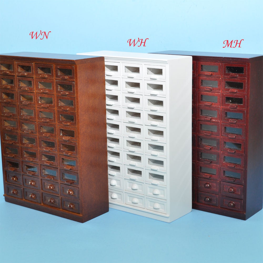 Store haberdasher counter 40 drawers unit Art Deco dollhouse miniature 1:12 scale Mahogany 1900-1950 V4033