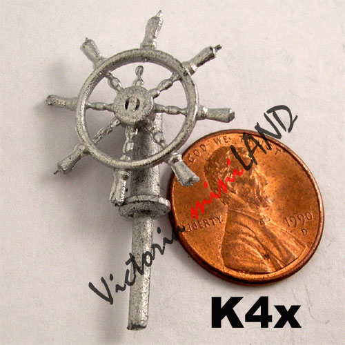 Volant de bateau miniature en métal non fini de 3,8 cm de long pour maison de poupée - Faites-le vous-même