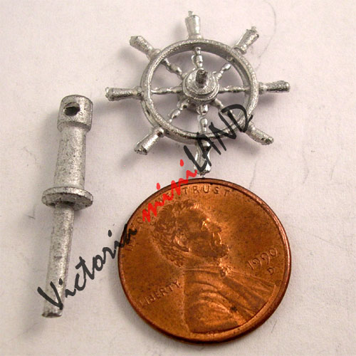 Volant de bateau miniature en métal non fini de 3,8 cm de long pour maison de poupée - Faites-le vous-même