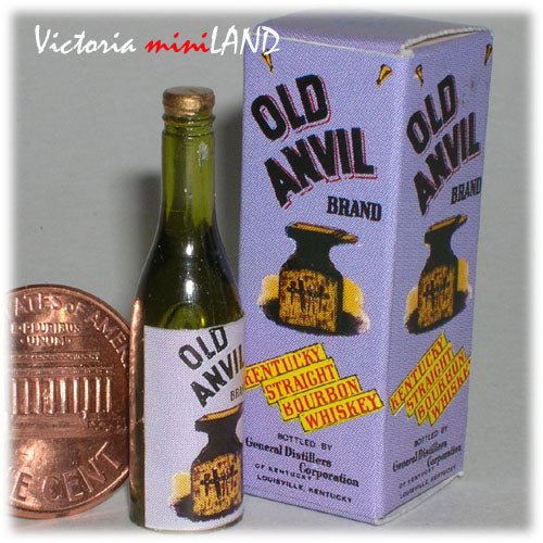 Miniature Old Anvil Whiskey Bottle with Box – 1:12 Scale