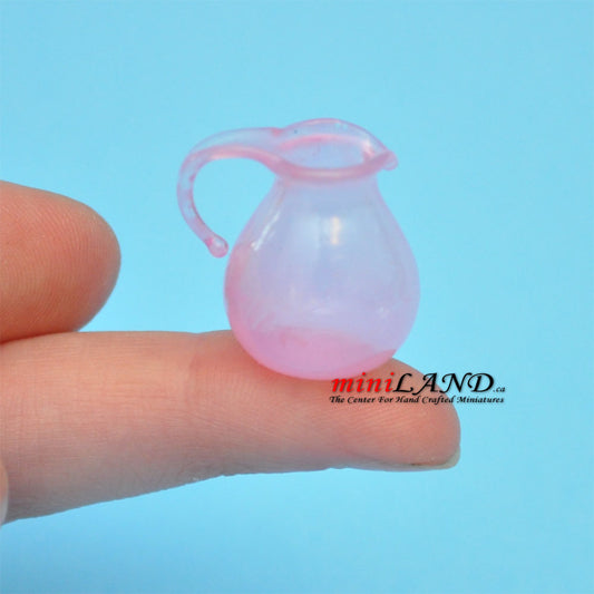 Glass pitcher for dollhouse miniature 1:12 scale pink