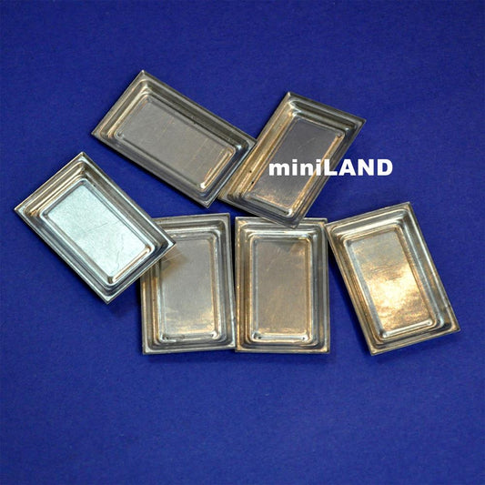6pcs miniature metal trays Dollhouse 1:12 scale cookies Kitchen bakery tray