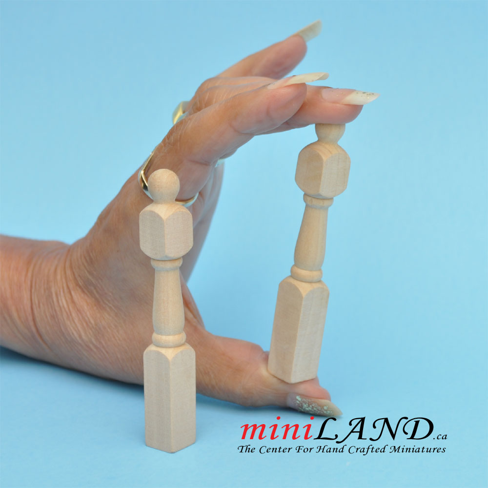 Newel Posts for dollhouse miniatures set of 2pcs 3.5" tall 1:12  scale