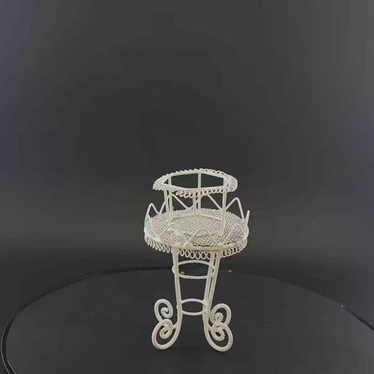 White Metal wire Plant Stand  for 1:12 dollhouse miniature garden