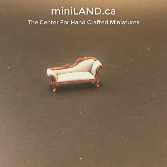 1:48 1/4" quarter scale chaise lounge sofa BLUE Top quality walnut for dollhouse miniature Q2777WN-A
