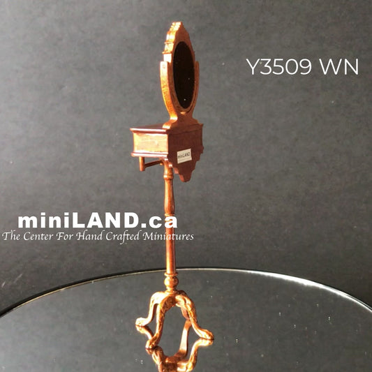 Victorian Shaving Stand 5.5"H WN for 1:12 dollhouse miniature handcrafted standing mirror