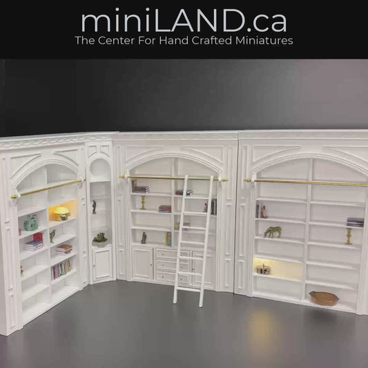 MANOR PANEL shelves shelving unit or Ladder library wall panel  WHITE 1:12 scale dollhouse miniatures  9110 Shelf bookcase