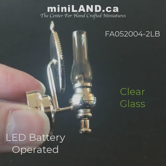 Silver clear glass wall sconce oil lamp LED super bright light with on/off switch for 1:12 scale dollhouse miniatures CLEAR GLASS