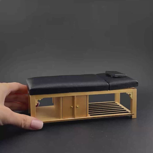 Miniature 1:12 Scale Massage/ Treatment Bed for Dollhouses Black