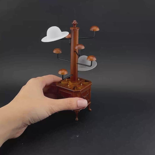 Victorian hats scarves and gloves display rack stand 6"H dollhouse miniature 1:12 scale walnut 0659-4