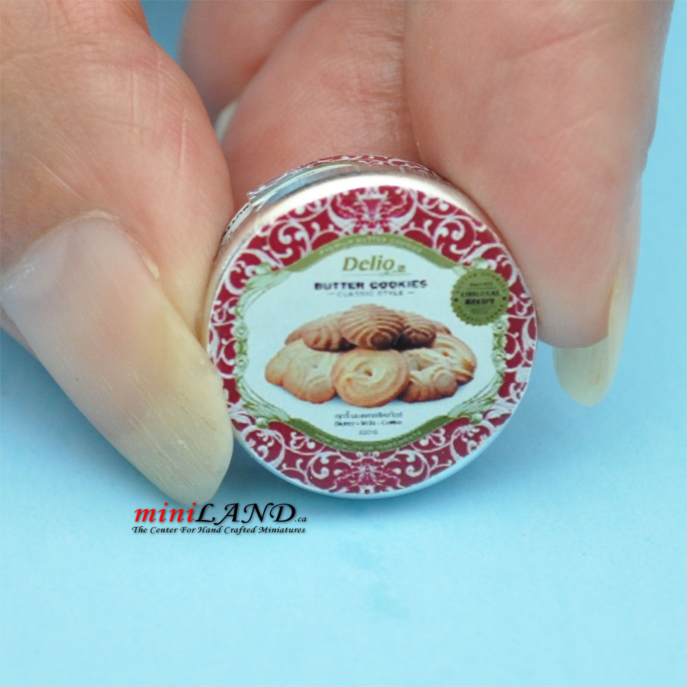 Mini sugar cookies tin can dollhouse miniature 1:12 scale