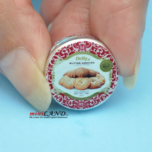 Mini sugar cookies tin can dollhouse miniature 1:12 scale