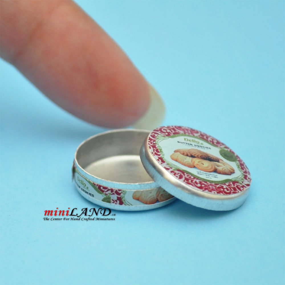 Mini sugar cookies tin can dollhouse miniature 1:12 scale