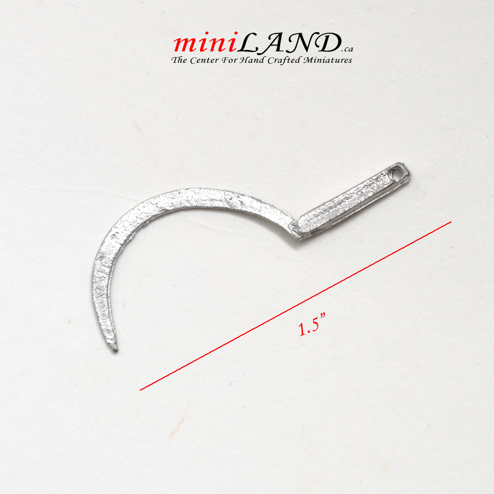 Faucille miniature en métal non finie de 3,8 cm de long pour maison de poupée - À faire soi-même