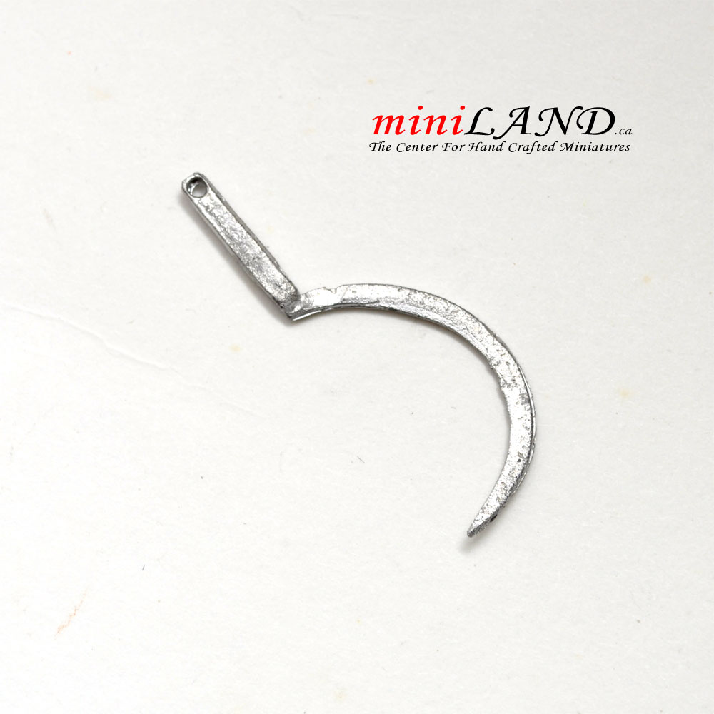 Faucille miniature en métal non finie de 3,8 cm de long pour maison de poupée - À faire soi-même