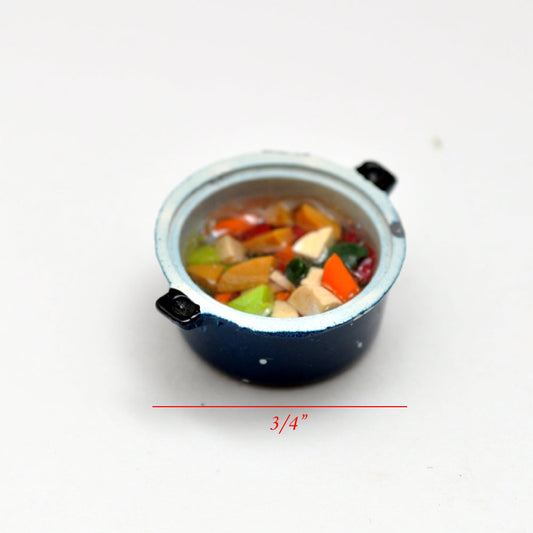 Pot with soup food for Dollhouse miniature 1:12 scale A