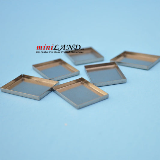 Lot de 6 plaques à biscuits en métal argenté pour maison de poupée miniature 1:12