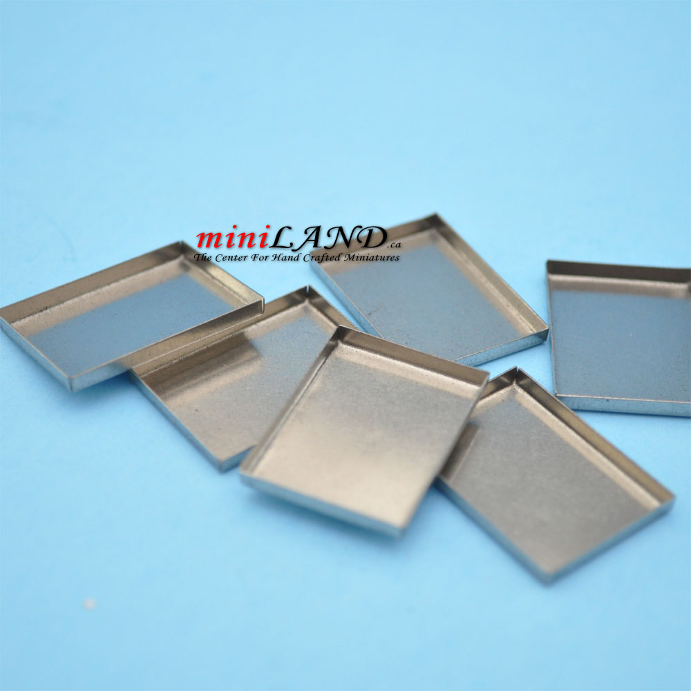 Silberne Keksbleche aus Metall - 6 Stk. für 1:12 Puppenhausminiatur