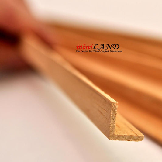 Corner "L" Molding dollhouse miniature trim 5pc 50cm x 10x10mm Hardwood Oak 1:12 scale