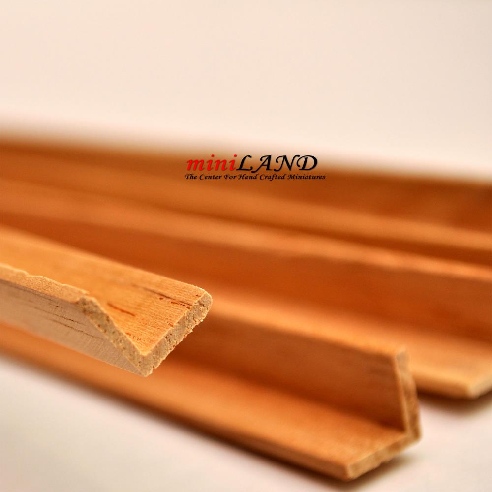 Corner "L" Molding dollhouse miniature trim 5pc 50cm x 10x10mm Hardwood Oak 1:12 scale