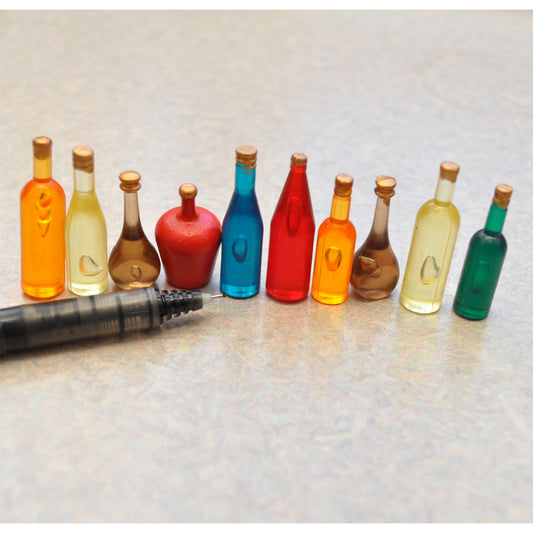 Dollhouse Miniature Wine  Bottles Shop Pub Bar Drinks Accessory 10pcs