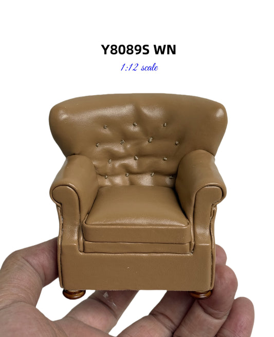 English Armchair for dollhouse miniature 1:12 scale "Camel Brown" chair