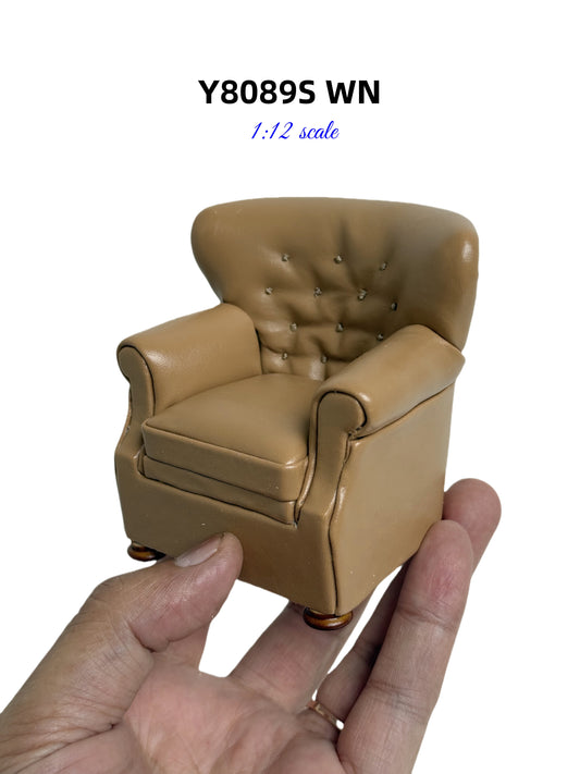 English Armchair for dollhouse miniature 1:12 scale "Camel Brown" chair